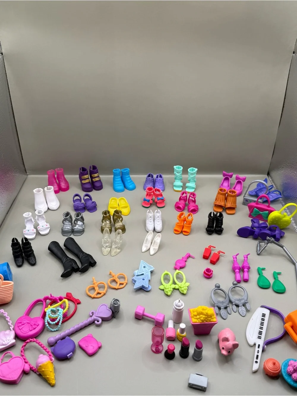 Mixed Doll Accessories Lot - Shoes, Purses, Earrings and more